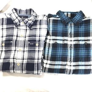 Men’s XS plaid flannel shirts bundle lot